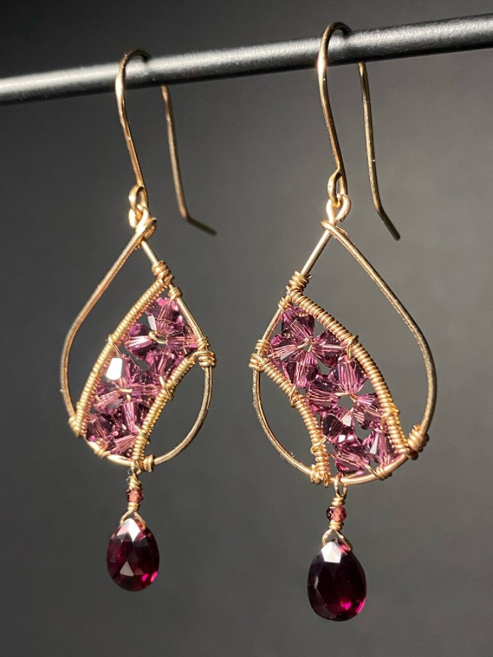 Garnet & Swarovski Gold Filled Earrings